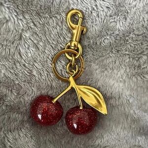 Gold and Red Cherry Keychain